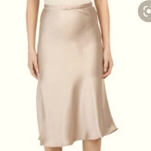 Rachel Zoe Champagne Satin Midi Skirt
